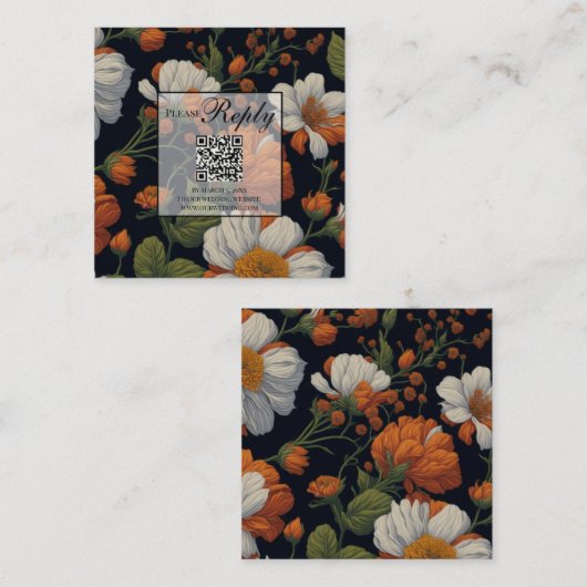 Dramatische Sinaasappel wit sierlijke bloemstukken Informatiekaartje (Voorkant / Achterkant)