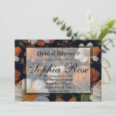 Dramatische Sinaasappel wit sierlijke retro bloeme Kaart (Staand voorkant)