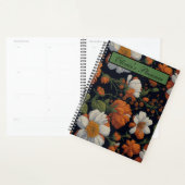 Dramatische Sinaasappel wit sierlijke retro bloeme Planner (Display)