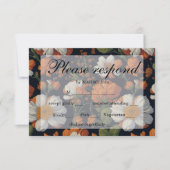 Dramatische Sinaasappel wit sierlijke retro bloeme RSVP Kaartje (Voorkant)