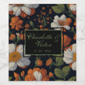 Dramatische Sinaasappel wit sierlijke retro bloeme Wijn Etiket (Enkel label)