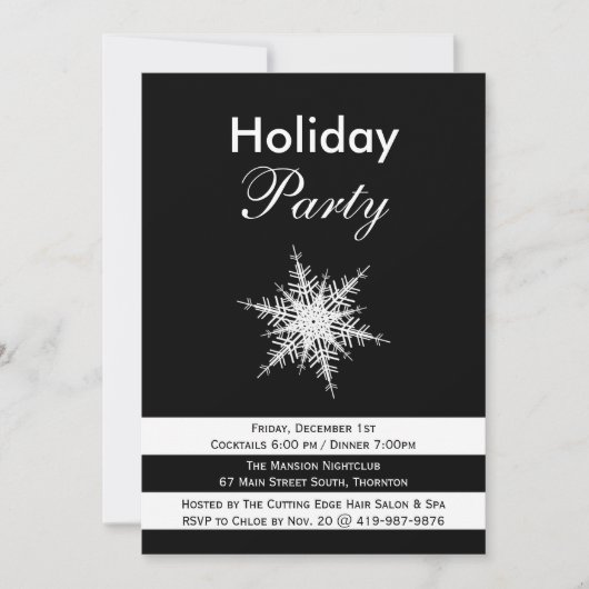 Dramatische Snowflake Corporate Holiday Party nodi Kaart (Voorkant)