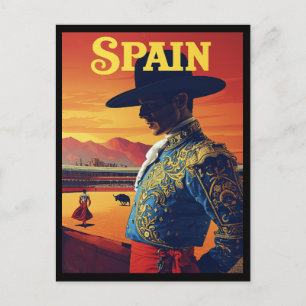 Dramatische Spanje Matador Vintage Reis Kunst Briefkaart