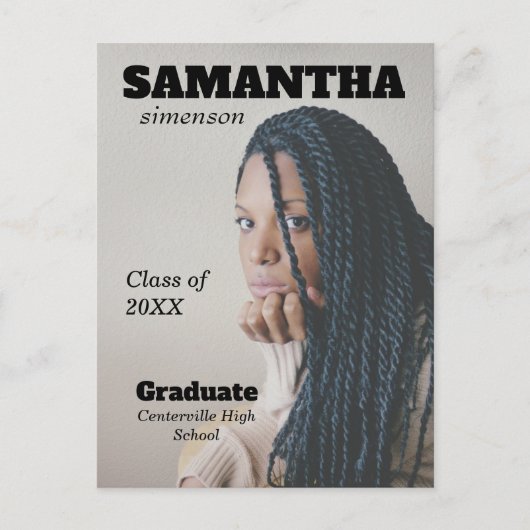 Dramatische tijdschrift Style Graduparty Aankondigingskaart (Voorkant)