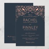 Dramatische trouwuitnodiging voor marine en koraal kaart (Voorkant / Achterkant)