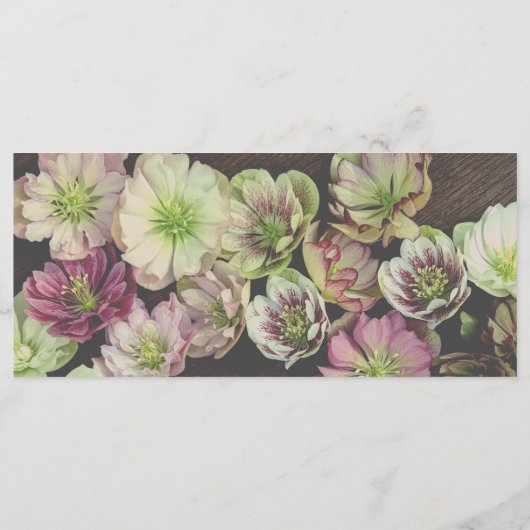 DRAMATISCHE tuin Hellebore Wood en Witte Menu Kaar (Achterkant)