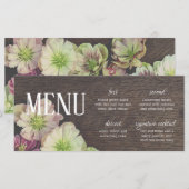 DRAMATISCHE tuin Hellebore Wood en Witte Menu Kaar (Voorkant / Achterkant)