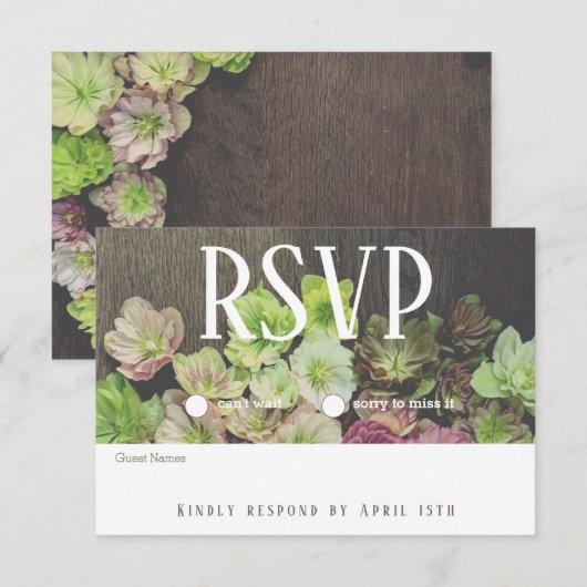 DRAMATISCHE Tuin Helleborus Hout RSVP Kaart (Voorkant / Achterkant)