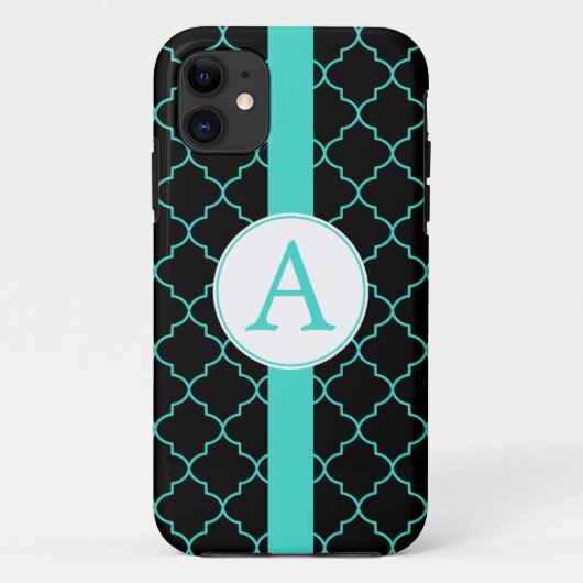 Dramatische turquoise monogram iPhone 5 hoes (Achterkant)