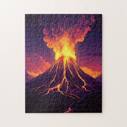 Dramatische uitbarstende vulkaankunst legpuzzel (Verticaal)