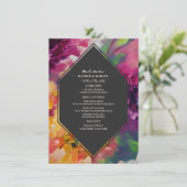 Dramatische veelkleurige bloemenbruiloft menu (Staand voorkant)