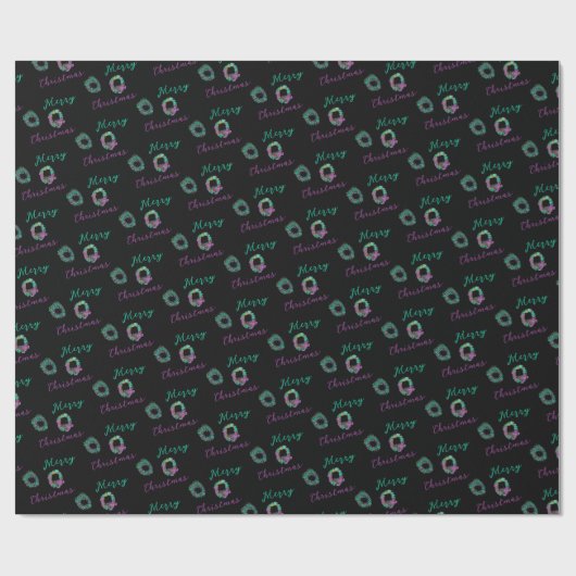 Dramatische vrolijke kerstkransen cadeaupapier (Vlak)