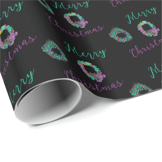 Dramatische vrolijke kerstkransen cadeaupapier (Rol Hoek)