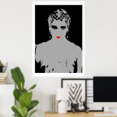 Dramatische vrouw met rode lippen poster (Thuiskantoor)