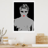 Dramatische vrouw met rode lippen poster (Keuken)