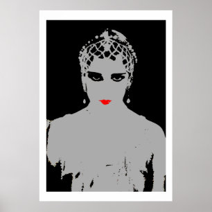 Dramatische vrouw met rode lippen poster