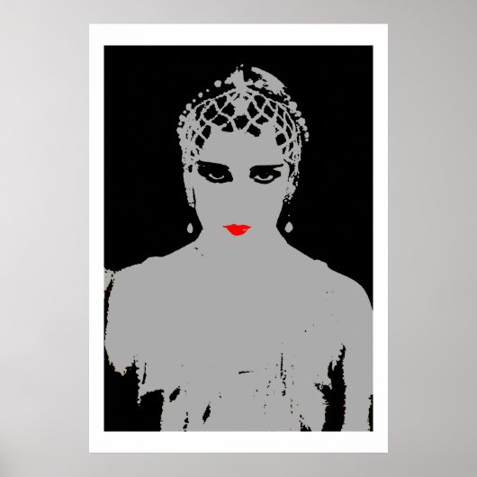 Dramatische vrouw met rode lippen poster (Voorkant)