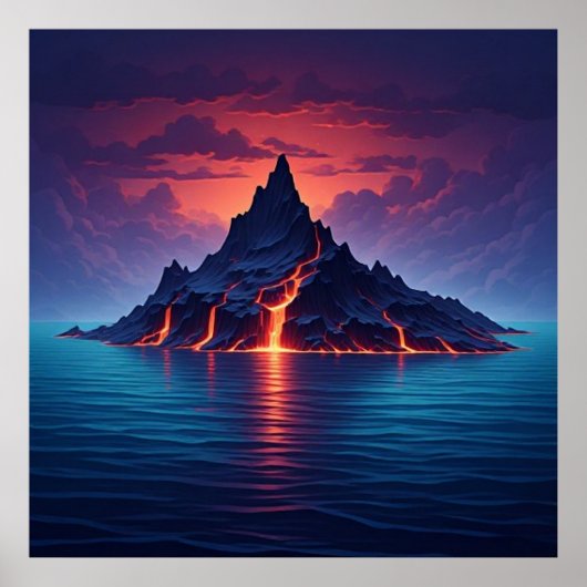 Dramatische vulkanische kust bij schemering 🌊 poster (Voorkant)