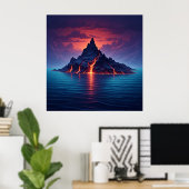 Dramatische vulkanische kust bij schemering 🌊 poster (Thuiskantoor)