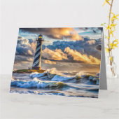 Dramatische Vuurtoren Zeegezicht met Stormachtige  Kaart (Gele Bloem)