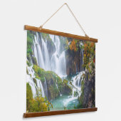 Dramatische waterval trapsgewijs water herfstkleur hangend wandkleed (Gebogen)