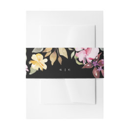 Dramatische Waterverf Floral Wedding Belly Band Uitnodigingen Wikkel