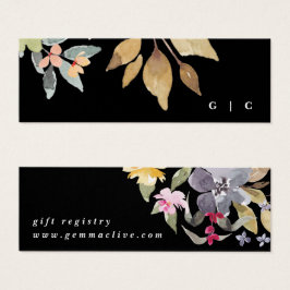 Dramatische Waterverf Floral Wedding Registry Card Mini Visitekaartjes