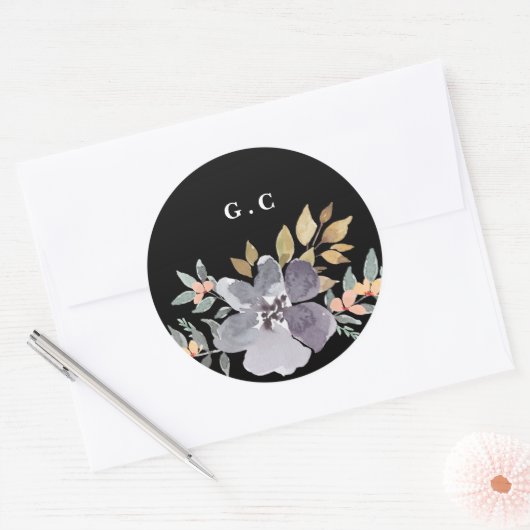 Dramatische Waterverf Florals Bindend Grote Ronde Sticker (Envelop)