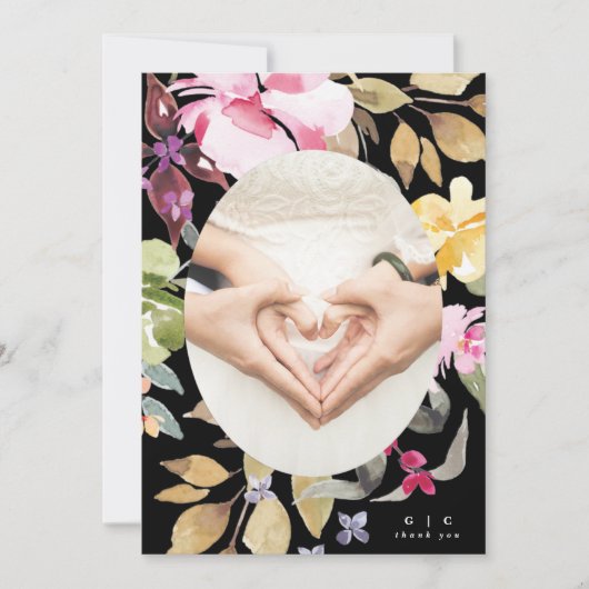 Dramatische Waterverf Florals Wedding Bedankkaart (Voorkant)