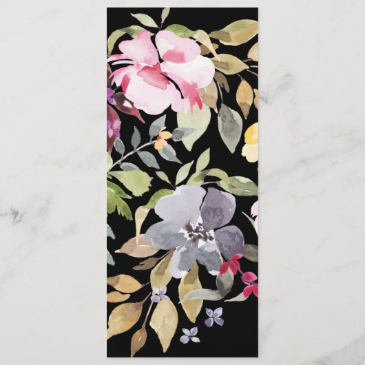 Dramatische Waterverf Florals Wedding Ceremonie Programmakaart (Achterkant)