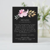 Dramatische Waterverf Florals Wedding Details Informatiekaartje (Staand voorkant)