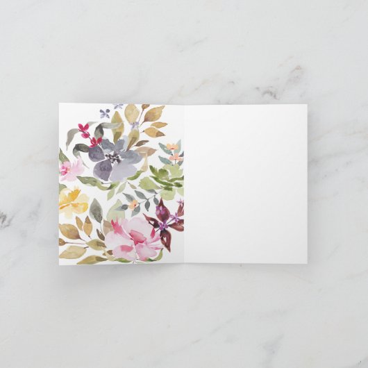 Dramatische Waterverf Florals Wedding Folded Bedankkaart (Binnen)