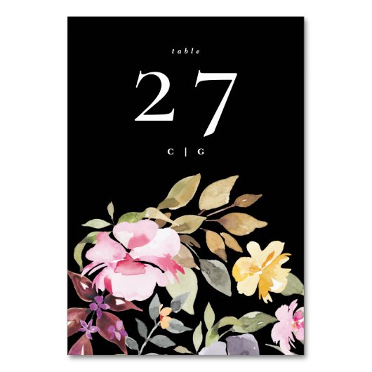 Dramatische Waterverf Florals Wedding Kaart (Voorkant)