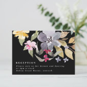 Dramatische Waterverf Florals Wedding Reception Informatiekaartje (Staand voorkant)