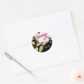 Dramatische Waterverf Florals Wedding Ronde Sticker (Envelop)