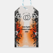 Dramatische Waterverf Zwart Sinaasappel Bloemenbru Cadeaulabel (Voorkant)