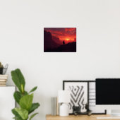 Dramatische westerse cowboy zonsondergang Rode Can Poster (Thuiskantoor)