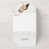 Dramatische White Rose Bouquet Photo Wedding All In One Uitnodiging (Buitenkant)