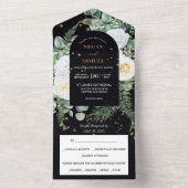 Dramatische White Rose Bouquet Photo Wedding All In One Uitnodiging (Binnen)