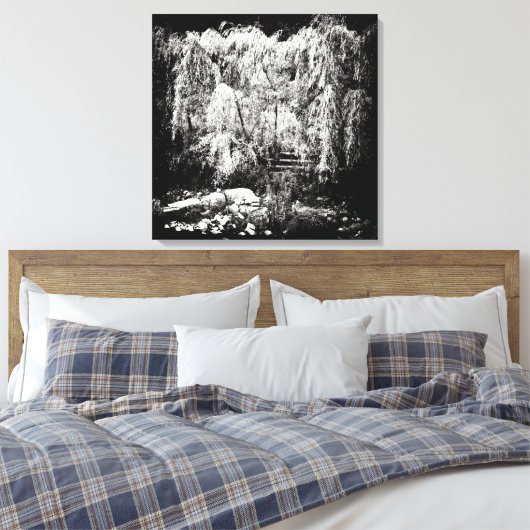 Dramatische wilde weideboom over de rivieroever canvas afdruk (Insitu (Slaapkamer))