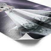 Dramatische witharige vrouw in futuristisch sprank foto afdruk (Hoek)