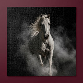 Dramatische witte hengst middernacht legpuzzel