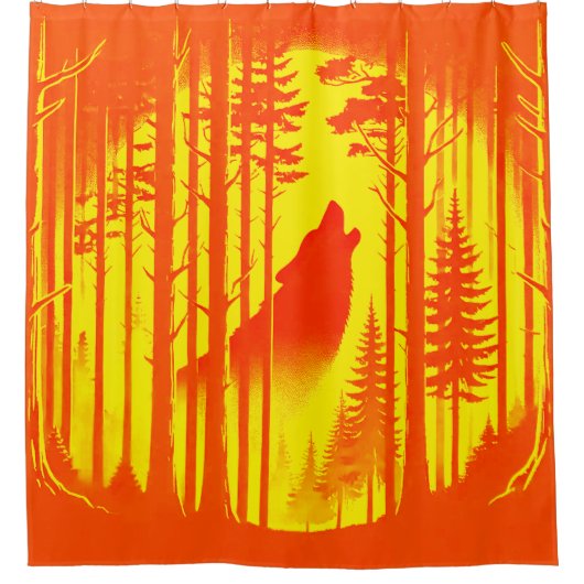 Dramatische wolf-bos-silhouet douchegordijn (Voorkant)