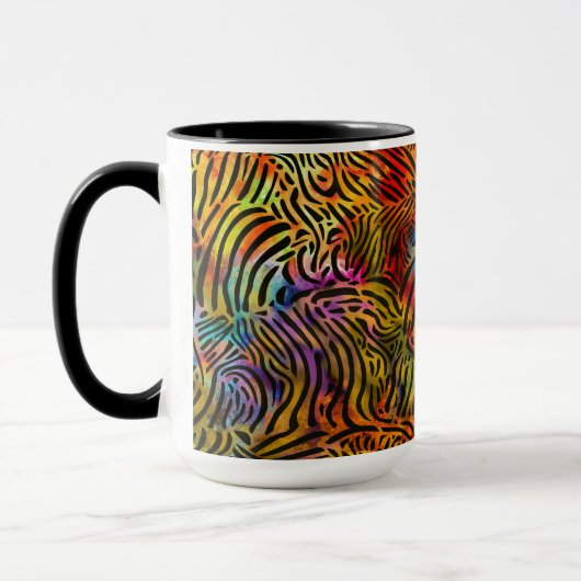 Dramatische zebrastreep kleurencombinatie mok (Links)