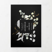 Dramatische zilveren bloemendrievoudige bruiloft u drieluik uitnodiging (Cover)