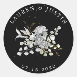 dramatische zilveren gouden bloemenmonogram Sticke Ronde Sticker