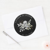 dramatische zilveren gouden bloemenmonogram Sticke Ronde Sticker (Envelop)