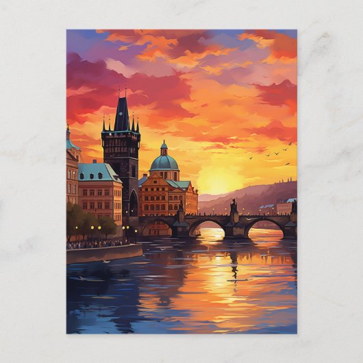 Dramatische zonsondergang boven de iconische Charl Briefkaart (Voorkant)