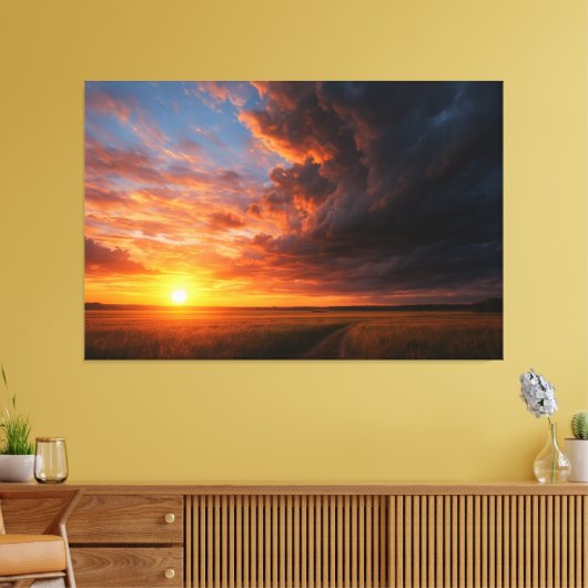 Dramatische zonsondergang en wolken boven Golden F Canvas Afdruk (Insitu (Woonkamer))