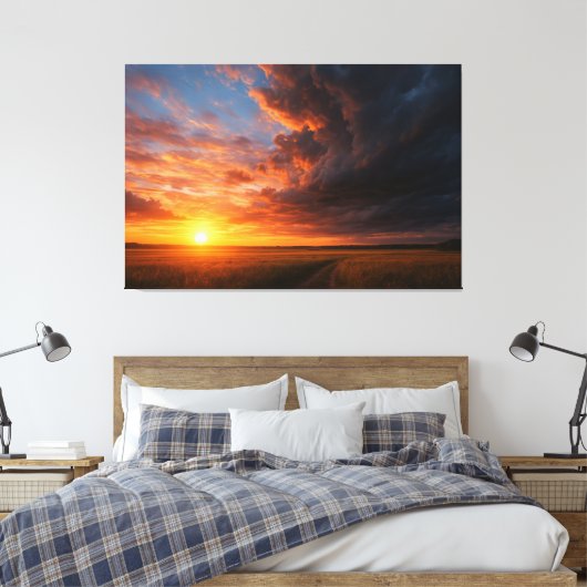 Dramatische zonsondergang en wolken boven Golden F Canvas Afdruk (Insitu (Slaapkamer))